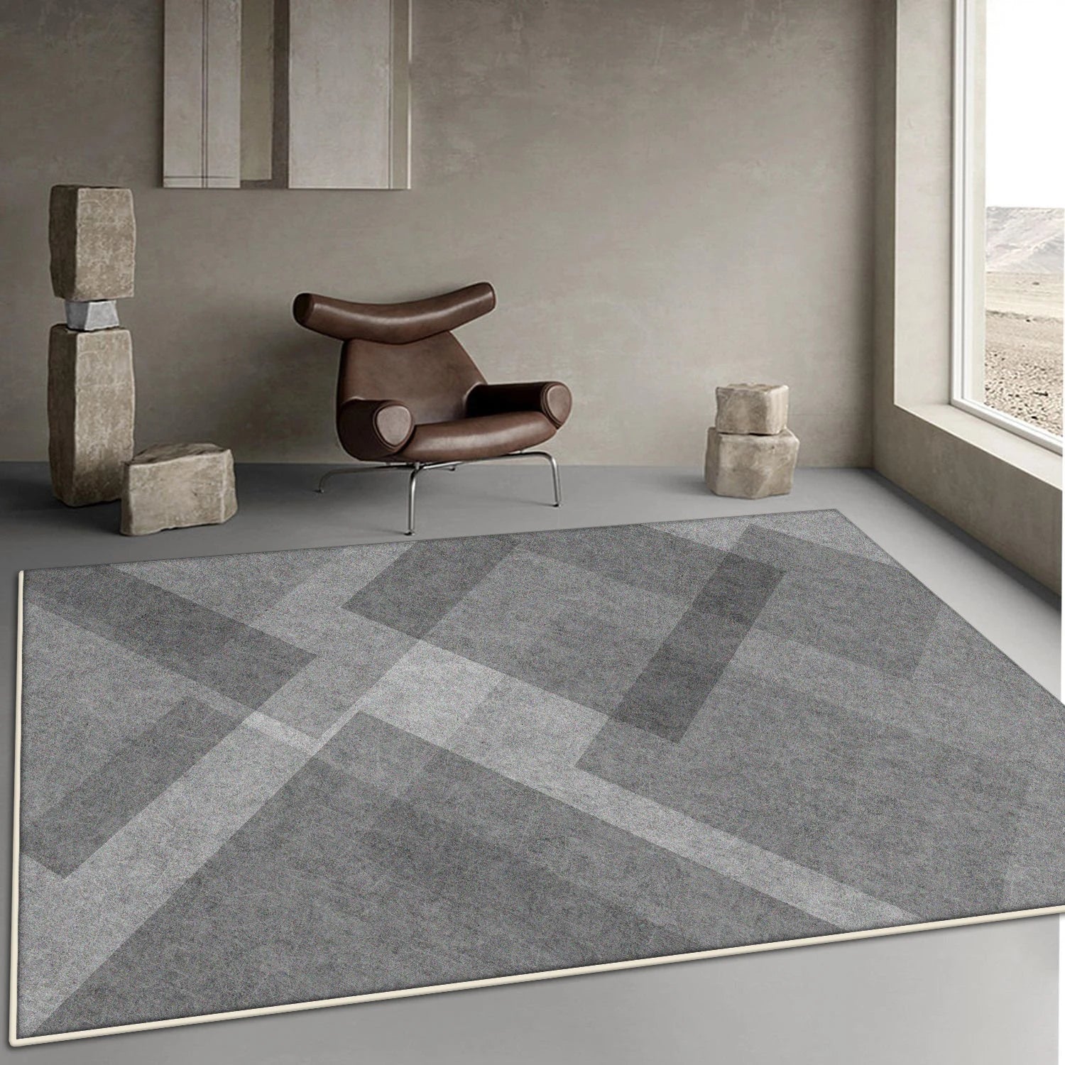 Wohnzimmer Teppich Grau