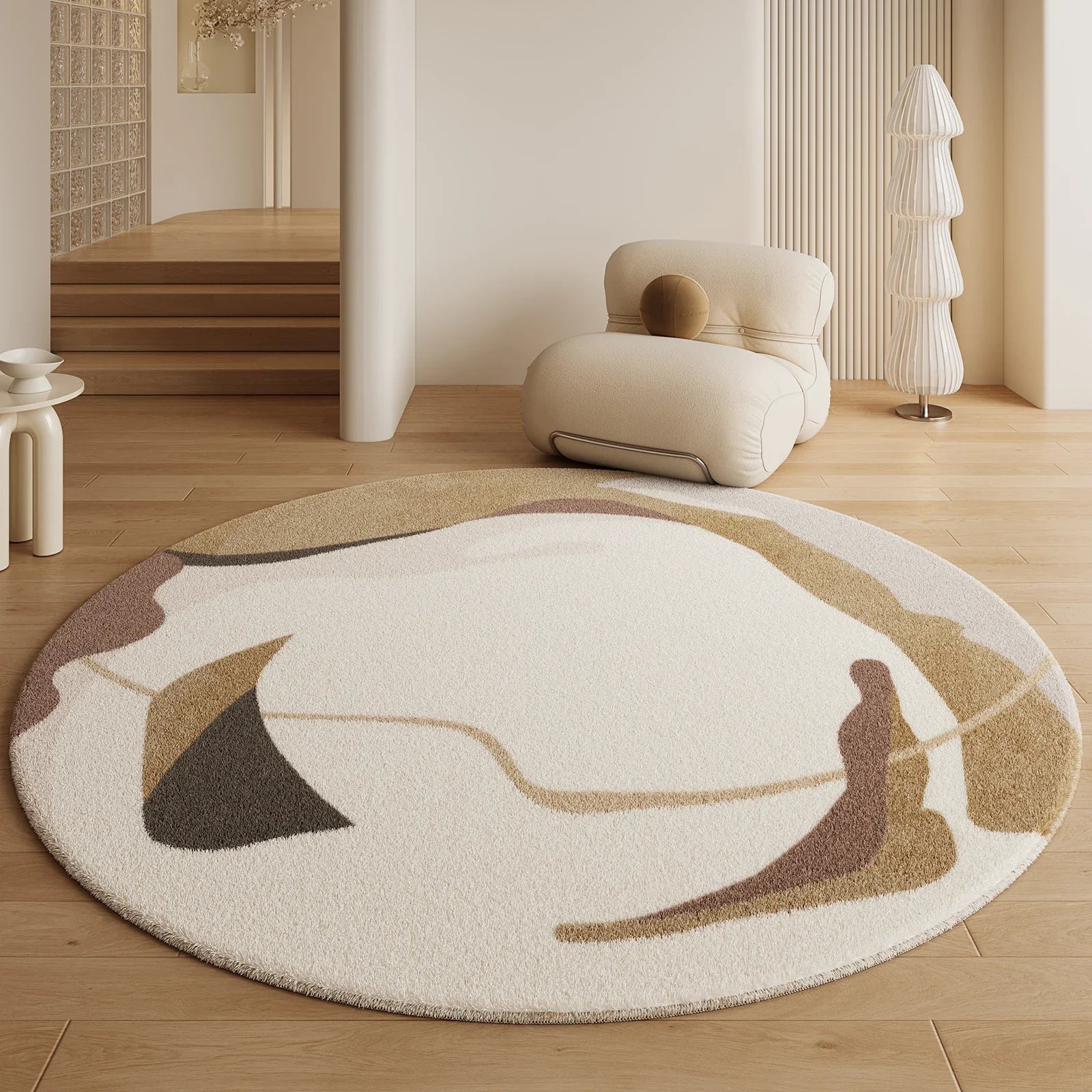 Kurzflor Teppich Rund 180 Cm