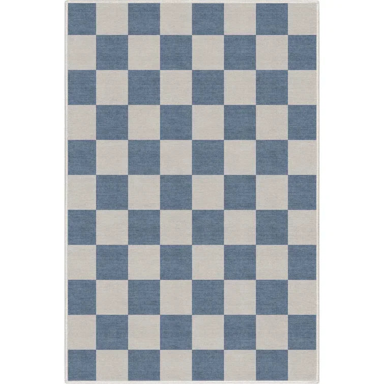 Schachbrett Teppich Blau
