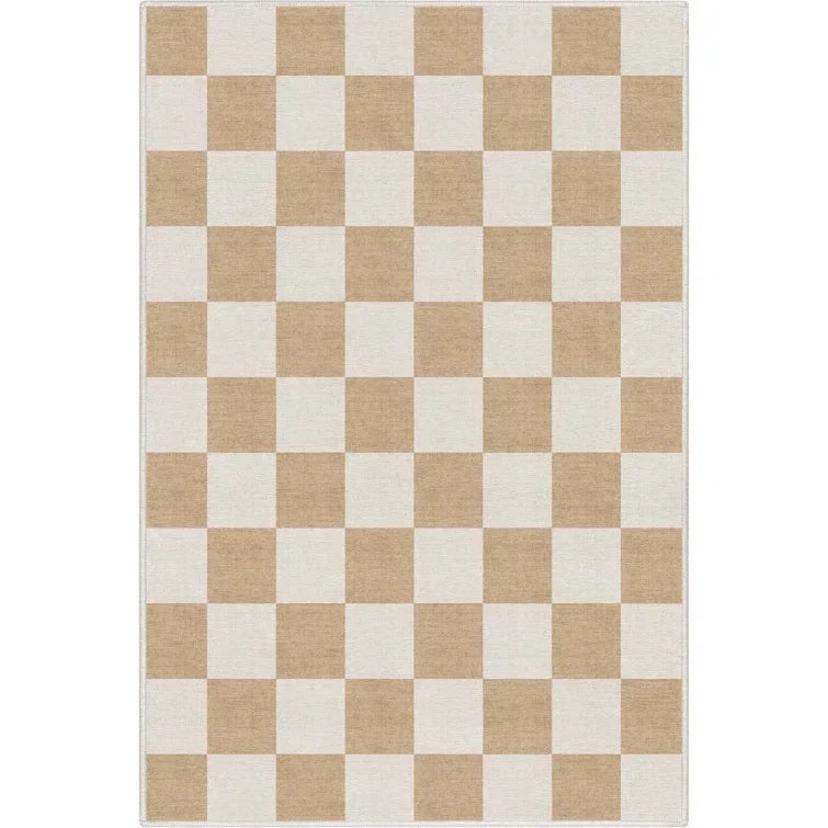 Schachbrett Teppich Beige
